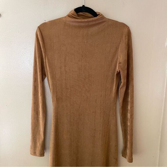 SER.O.YA Kim Brown Mock Neck Bodycon Dress maxi gown $258 NWT M - Picture 11 of 13